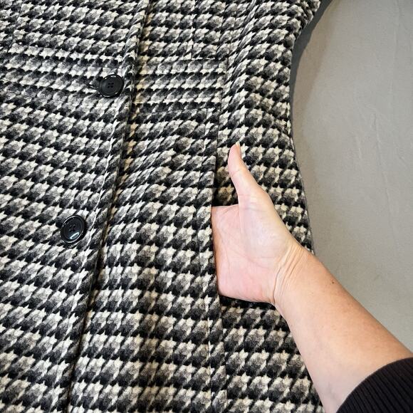 Croft & Barrow Small Black/White/Gray Wool Houndstooth Pattern Coat Knee Length - Picture 8 of 9